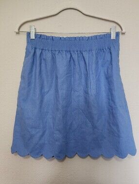 J. Crew Blue Scalloped Hem Elastic Waist Skirt